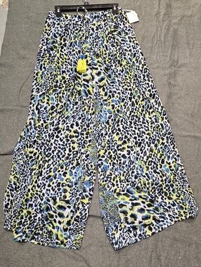 Wide Leg Maxi Skirt in Blue & Green Leopard Print